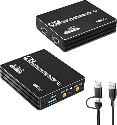 بطاقة التقاط فيديو HDMI 4K، بطاقة التقاط HDMI إلى USB 3.0 للبث والتسجيل، مدخل 4K@60 هرتز، مخرج 1080P@60 هرتز، متوافق مع Switch/PS5/Xbox/PC/الكاميرا/Mac/OBS/XSplit in Kuwait