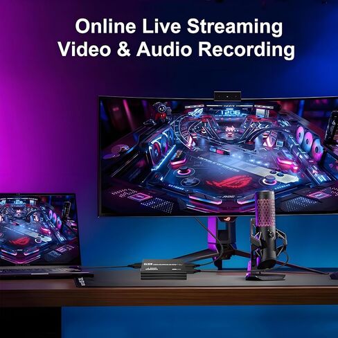 بطاقة التقاط فيديو HDMI 4K، بطاقة التقاط HDMI إلى USB 3.0 للبث والتسجيل، مدخل 4K@60 هرتز، مخرج 1080P@60 هرتز، متوافق مع Switch/PS5/Xbox/PC/الكاميرا/Mac/OBS/XSplit in Kuwait