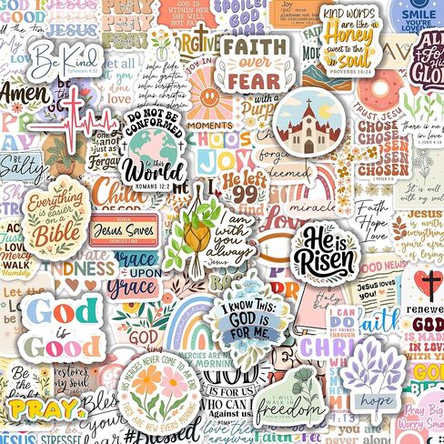 مجموعة ملصقات مكونة من 130 قطعة من ملصقات God is Greater من Puraesla - ملصقات مسيحية ملهمة، رسائل الكتاب المقدس لآية الكتاب المقدس لزجاجة المياه، والكمبيوتر المحمول، والهدايا الدينية، والدفتر، ودراسة الكتاب المقدس in Kuwait