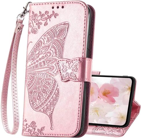 for Moto G 2025 Phone Case Wallet,Butterfly Embossed Flip PU Leather with Credit Card Holders Stand Wrist Strap Women Purse Protective Cover for Motorola Moto G 5G 2025 (Purple) in Saudi Arabia