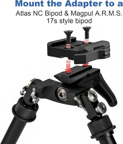 QD ARCA-Swiss Bipod Mount مع قضيب Picatinny السفلي - متوافق مع Harris & Atlas NC Bipods، الألومنيوم CNC، تصميم منخفض الحجم in Kuwait