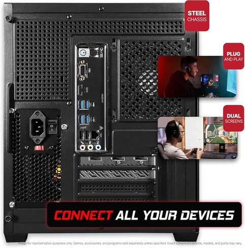 SAAV CORE Prebuilt Gaming PC Bundle Desktop Tower AMD Ryzen 5 5500 GeForce RTX 3050 6GB GDDR6 Dual Curved 27in Monitor 16GB DDR4 512GB NVMe WiFi6 Windows 11 AIO Liquid Cooled Computer PC Gaming Black in Saudi Arabia