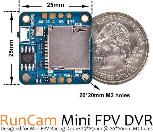 RunCam Mini FPV DVR Video Audio Recorder 25 x 25mm M2 holes Lossless video output for VTX for Mini FPV Racing Drone Quadcopter in Saudi Arabia
