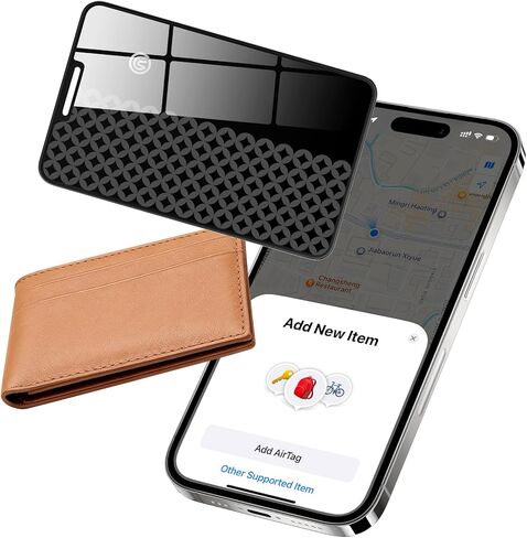 Trendia متوافق مع جهاز تعقب المحفظة AirTag، ومكتشف البطاقات الذكية، ومتوافق مع Apple MFi (iOS فقط)، وجهاز تعقب GPS لمنع فقدان التطبيق، ومقاوم للماء IP68، ومحدد موقع العناصر لبطاقات الأمتعة، والمحافظ، رمادي in Kuwait