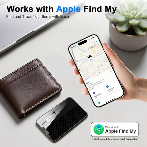 Trendia متوافق مع جهاز تعقب المحفظة AirTag، ومكتشف البطاقات الذكية، ومتوافق مع Apple MFi (iOS فقط)، وجهاز تعقب GPS لمنع فقدان التطبيق، ومقاوم للماء IP68، ومحدد موقع العناصر لبطاقات الأمتعة، والمحافظ، رمادي in Kuwait