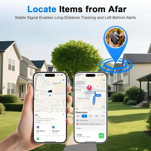 Trendia متوافق مع جهاز تعقب المحفظة AirTag، ومكتشف البطاقات الذكية، ومتوافق مع Apple MFi (iOS فقط)، وجهاز تعقب GPS لمنع فقدان التطبيق، ومقاوم للماء IP68، ومحدد موقع العناصر لبطاقات الأمتعة، والمحافظ، رمادي in Kuwait