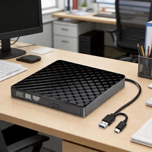 USB External DVD/CD Drive, Portable CD/DVD RW Reader & Writer for Laptop, High-Speed USB 3.0 Optical Drive, Compatible with Windows, Mac OS and Linux Systems in Saudi Arabia