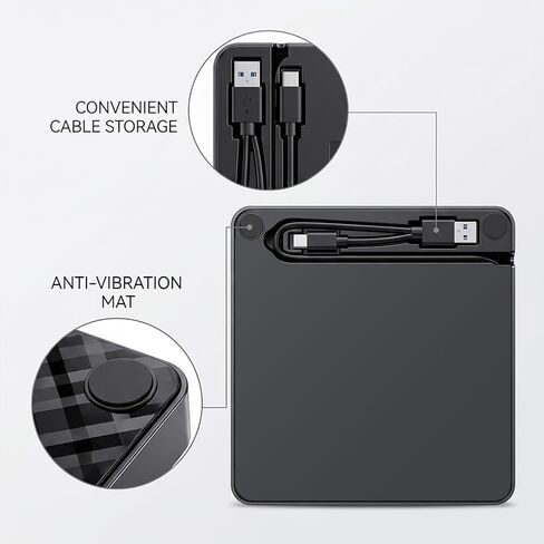 USB External DVD/CD Drive, Portable CD/DVD RW Reader & Writer for Laptop, High-Speed USB 3.0 Optical Drive, Compatible with Windows, Mac OS and Linux Systems in Saudi Arabia