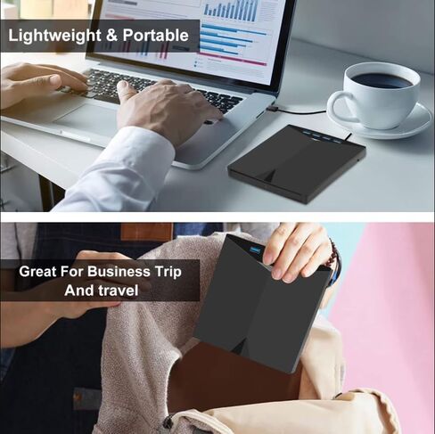 7-in-1 USB 3.0 & Type-C External DVD/CD Drive, Portable Burner/Reader/Writer for, Plug & Play with SD/TF Card Reader & USB Hub in Saudi Arabia