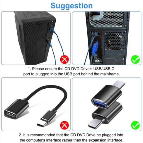 7-in-1 USB 3.0 & Type-C External DVD/CD Drive, Portable Burner/Reader/Writer for, Plug & Play with SD/TF Card Reader & USB Hub in Saudi Arabia