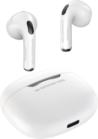 Monster N-Lite 208 Loveless Earbuds Bluetooth 5.4 MIC المدمج ، سماعات الأذن اللاسلكية تحكم اللمس ، سماعات Bluetooth مع وقت اللعب 30 ساعة ، شحن سريع من النوع C ، مكالمة واضحة للتشغيل ، التمرين in Saudi Arabia