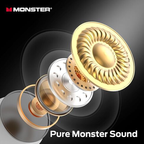 Monster N-Lite 208 Loveless Earbuds Bluetooth 5.4 MIC المدمج ، سماعات الأذن اللاسلكية تحكم اللمس ، سماعات Bluetooth مع وقت اللعب 30 ساعة ، شحن سريع من النوع C ، مكالمة واضحة للتشغيل ، التمرين in Saudi Arabia