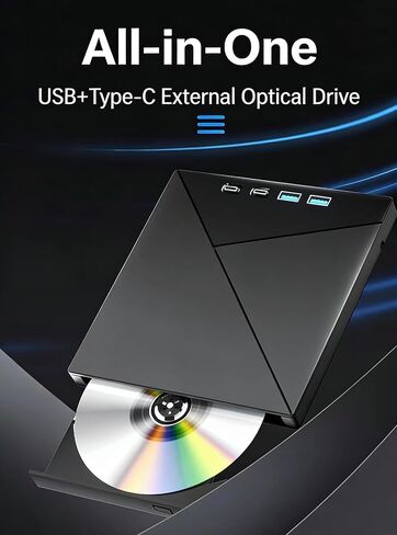 7 in 1 External CD/DVD Drive for Laptop, Portable DVD Player for Laptop with SD/TF Port, External DVD Drive with USB 3.0/Type C, CD Drive USB for PC Windows Linux in Saudi Arabia