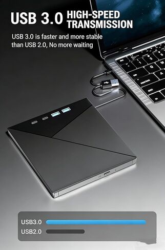7 in 1 External CD/DVD Drive for Laptop, Portable DVD Player for Laptop with SD/TF Port, External DVD Drive with USB 3.0/Type C, CD Drive USB for PC Windows Linux in Saudi Arabia