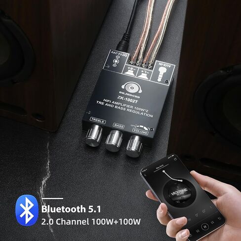 ZK-1002T لوحة مضخم صوت بلوتوث 2.0 قناة 100 وات × 2 فئة D مضخم صوت، TPA3116D2، مدخل AUX وبلوتوث، تيار مستمر 12-24 فولت لمكبرات الصوت ذاتية الصنع مع هوائي in Kuwait