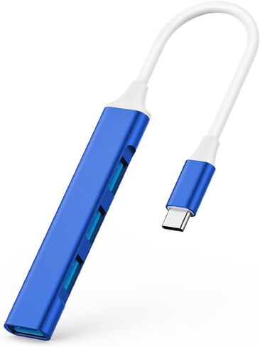 محول USB C إلى USB Hub، 4 منافذ (1 USB 3.0 + 3 USB 2.0)، بيانات عالية السرعة بسرعة 5 جيجابت في الثانية، محور ألومنيوم رفيع من النوع C لأجهزة الكمبيوتر المحمول MacBook وUSB-C (فضي) in Saudi Arabia