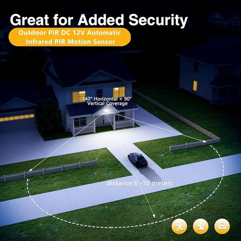 6 packs-IP65 Outdoor Motion Detector Controller 12VDC with Adjustable Sensitivity & Delay Timer for Security & Area Lighting Systems​ in Saudi Arabia