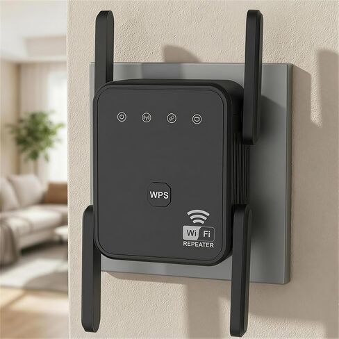 WiFi Extender, Wireless Signal Booster & Range Repeater, Mini WiFi Amplifier for Home, 1200Mbps Stable Wall-Penetrating Network Coverage,Black in Saudi Arabia