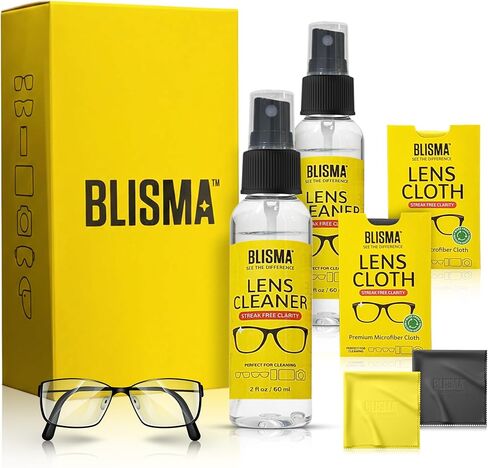 Lens Cleaner Spray & Microfiber Cloth Kit – 1 × 60 ml + 2 × 120 ml Lens Cleaner + 3 × 150×180 mm Ultra-Soft Microfiber Cloths (Yellow, Black, White) – Pack of 6 in Saudi Arabia