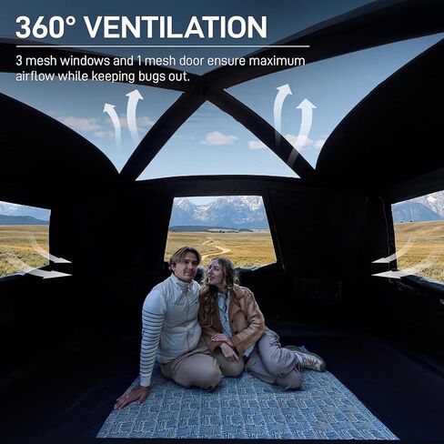 EVER ADVANCED Blackout Design 6 Person Camping Tent with 80 sq.ft Massive Vestibule, Large Mesh Screen Room, 81in Tall Expanded Headroom, Blackout Coating, 4000mm Water-Resistant Compact Storage in Saudi Arabia