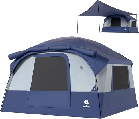 EVER ADVANCED Blackout Design 6 Person Camping Tent with 80 sq.ft Massive Vestibule, Large Mesh Screen Room, 81in Tall Expanded Headroom, Blackout Coating, 4000mm Water-Resistant Compact Storage in Saudi Arabia