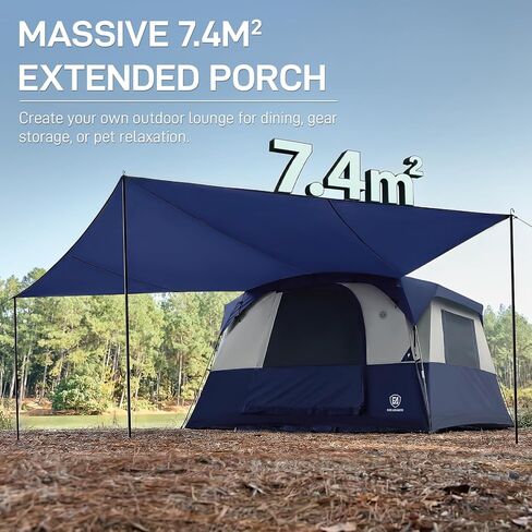EVER ADVANCED Blackout Design 6 Person Camping Tent with 80 sq.ft Massive Vestibule, Large Mesh Screen Room, 81in Tall Expanded Headroom, Blackout Coating, 4000mm Water-Resistant Compact Storage in Saudi Arabia