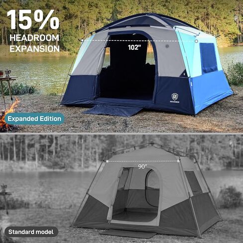EVER ADVANCED Blackout Design 6 Person Camping Tent with 80 sq.ft Massive Vestibule, Large Mesh Screen Room, 81in Tall Expanded Headroom, Blackout Coating, 4000mm Water-Resistant Compact Storage in Saudi Arabia