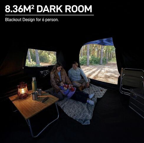 EVER ADVANCED Blackout Design 6 Person Camping Tent with 80 sq.ft Massive Vestibule, Large Mesh Screen Room, 81in Tall Expanded Headroom, Blackout Coating, 4000mm Water-Resistant Compact Storage in Saudi Arabia
