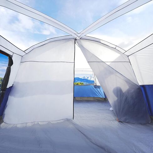 CAMPROS CP 12 Person Cabin Tent, 2 Room Extra Large Straight Wall Camping Tents Waterproof Windproof with Top Rainfly, 6 Large Mesh Windows, Double Layer, Easy Set Up Family Tent in Saudi Arabia