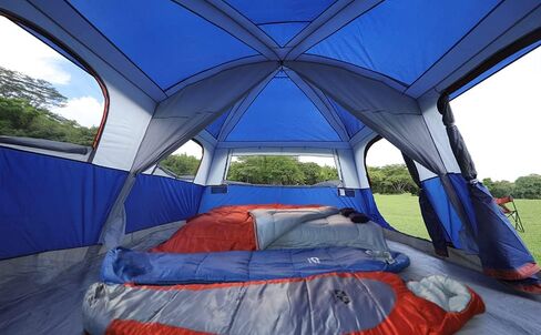 CAMPROS CP 12 Person Cabin Tent, 2 Room Extra Large Straight Wall Camping Tents Waterproof Windproof with Top Rainfly, 6 Large Mesh Windows, Double Layer, Easy Set Up Family Tent in Saudi Arabia