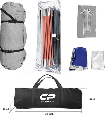 CAMPROS CP 12 Person Cabin Tent, 2 Room Extra Large Straight Wall Camping Tents Waterproof Windproof with Top Rainfly, 6 Large Mesh Windows, Double Layer, Easy Set Up Family Tent in Saudi Arabia