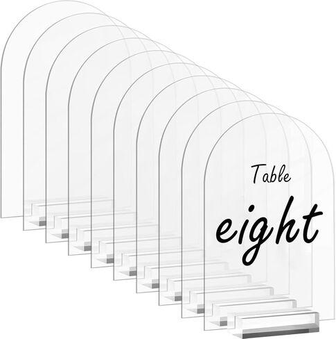5x7 Inch Clear Arch Acrylic Sign with Stands, Clear Blank Sheets Table Signs with Holder, Arched Round Top Acrylic Sheet, DIY for Wedding Table Number Menu Sign Bar List (6) in Saudi Arabia
