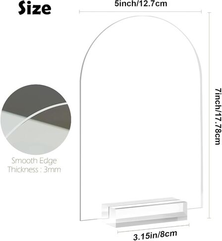 5x7 Inch Clear Arch Acrylic Sign with Stands, Clear Blank Sheets Table Signs with Holder, Arched Round Top Acrylic Sheet, DIY for Wedding Table Number Menu Sign Bar List (6) in Saudi Arabia