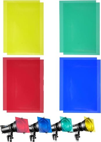 8 Pcs Color Correction Light Gel Filter Sheet, Gel Light Filter A4 Transparent Color Film Colored Overlays Transparency Color Film for Photo Sutdio Stage Lighting Dyslexia Reading Aids in Saudi Arabia