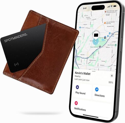 بطاقة تتبع محفظة SPOTMINDERS مكونة من قطعتين (حزمة باللونين الأسود والوردي) - معتمدة من Apple MFi، تعمل مع Apple Find My، مقاومة للماء والغبار IP68 القابلة لإعادة الشحن، مكتشف عناصر Iphone رفيع 0.07 بوصة للأمتعة والمحفظة in Kuwait