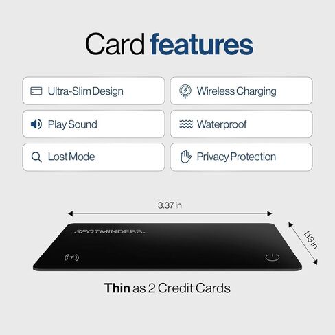 بطاقة تتبع محفظة SPOTMINDERS مكونة من قطعتين (حزمة باللونين الأسود والوردي) - معتمدة من Apple MFi، تعمل مع Apple Find My، مقاومة للماء والغبار IP68 القابلة لإعادة الشحن، مكتشف عناصر Iphone رفيع 0.07 بوصة للأمتعة والمحفظة in Kuwait