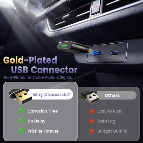 2026 Ultral Mini Wireless CarPlay Adapter for Apple & Android Auto,Gold-Plated USB-A/C Interface for Lag-Free Tech, 5GHz Wi-Fi Car Play Wireless Dongle for 2016+ Wired Cars,Plug & Play,Heat-Resistant in Saudi Arabia