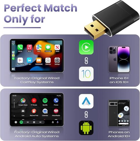 2026 Ultral Mini Wireless CarPlay Adapter for Apple & Android Auto,Gold-Plated USB-A/C Interface for Lag-Free Tech, 5GHz Wi-Fi Car Play Wireless Dongle for 2016+ Wired Cars,Plug & Play,Heat-Resistant in Saudi Arabia