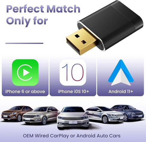 2026 Ultral Mini Wireless CarPlay Adapter for Apple & Android Auto,Gold-Plated USB-A/C Interface for Lag-Free Tech, 5GHz Wi-Fi Car Play Wireless Dongle for 2016+ Wired Cars,Plug & Play,Heat-Resistant in Saudi Arabia