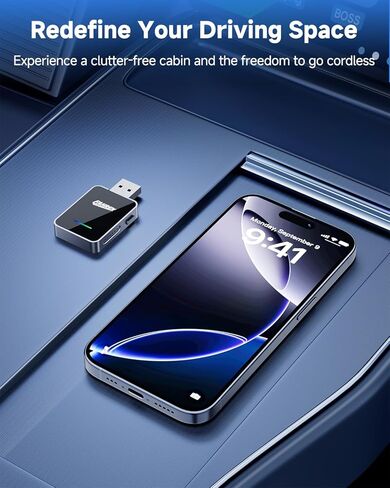 محول FAHREN 2 في 1 اللاسلكي CarPlay & Android Auto، محول لاسلكي لتشغيل السيارة بنقرة واحدة، يحول سلكي إلى محول Carplay بلوتوث صغير، متوافق مع iOS وAndroid مع USB A وUSB C in Kuwait