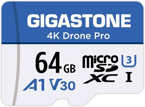 【Designed for Drone】 GIGASTONE 64GB Micro SD Card, 4K Drone Pro, MicroSDXC Memory Card for Security Camera, DJI Drone or Action Camera, 4K Video Recording, UHS-I U3 A1 V30, 95MB/s, with Adapter. in Saudi Arabia