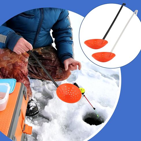 Ice Fishing Scoop Skimmer with Aluminum Handle, Portable Ice Slush Scooper for Scooping Out Ice, Easy to Store Ice Fishing Accessories in Saudi Arabia
