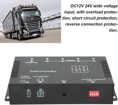 صندوق التحكم المضاعف 4 قنوات مقسم فيديو 4 قنوات مقسم فيديو 1080P AHD DC12V 24V مفتاح شاشة فيديو للكاميرا لمقطورة شاحنة RV in Kuwait