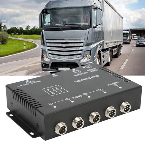 صندوق التحكم المضاعف 4 قنوات مقسم فيديو 4 قنوات مقسم فيديو 1080P AHD DC12V 24V مفتاح شاشة فيديو للكاميرا لمقطورة شاحنة RV in Kuwait
