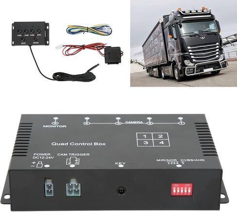 صندوق التحكم المضاعف 4 قنوات مقسم فيديو 4 قنوات مقسم فيديو 1080P AHD DC12V 24V مفتاح شاشة فيديو للكاميرا لمقطورة شاحنة RV in Kuwait
