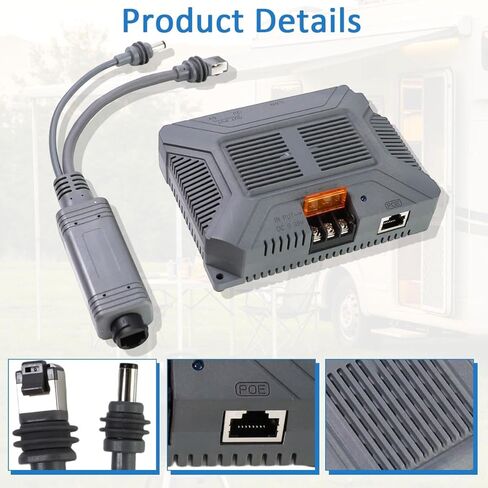 حاقن Starlink Mini PoE ومجموعة مقسم الطاقة 12 فولت، 150 واط جيجابت PoE السلبي مع RJ45 ملحوم، حماية ESD، استبدال DC 9-36V إلى 48V/3A لجهاز التوجيه Starlink Mini Dishy in Kuwait