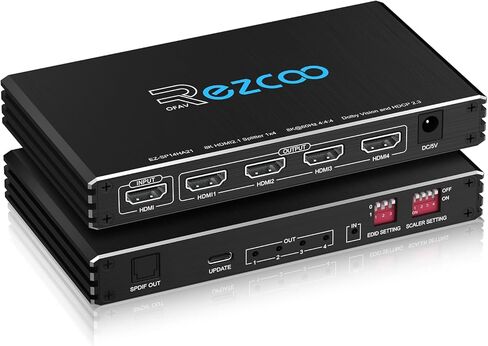 HDMI 2.1 Splitter 1x4 4K 120 هرتز مستخرج الصوت VRR ALLM HDCP2.3 HDR10+ SPDIF الصوت البصري EDID، نسخ، تصغير الحجم، HDR لألعاب الكمبيوتر Xbox PS5 Roku Fire TV in Kuwait
