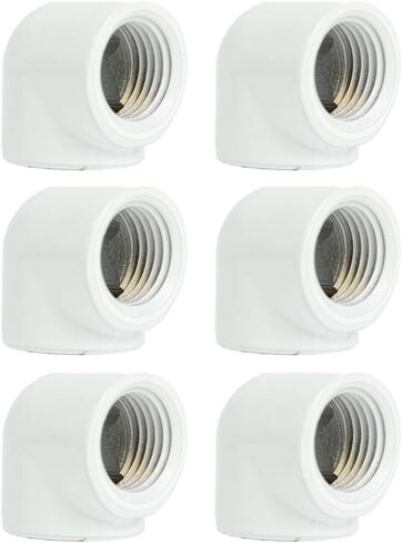 dracaena.io 6-Pack G1/4" ذكر إلى أنثى تركيبات الكوع بزاوية 90 درجة، محول موصل تبريد المياه النحاسي لحلقة تبريد سائل الكمبيوتر الشخصي، تركيب موسع متين مانع للتسرب، أبيض in Saudi Arabia