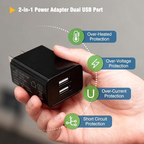 2-in-1 Dual USB Port Adapter DC 5V 1A with 2 Type-C Charging Cable Compatible with Retevis RT22 RT22S RB19 RB19P RT68 RB28 NR10 RT18 RT22S H777 RB29 Cobra HYT Walkie Talkies in Saudi Arabia