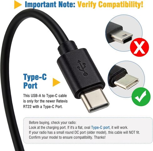 2-in-1 Dual USB Port Adapter DC 5V 1A with 2 Type-C Charging Cable Compatible with Retevis RT22 RT22S RB19 RB19P RT68 RB28 NR10 RT18 RT22S H777 RB29 Cobra HYT Walkie Talkies in Saudi Arabia